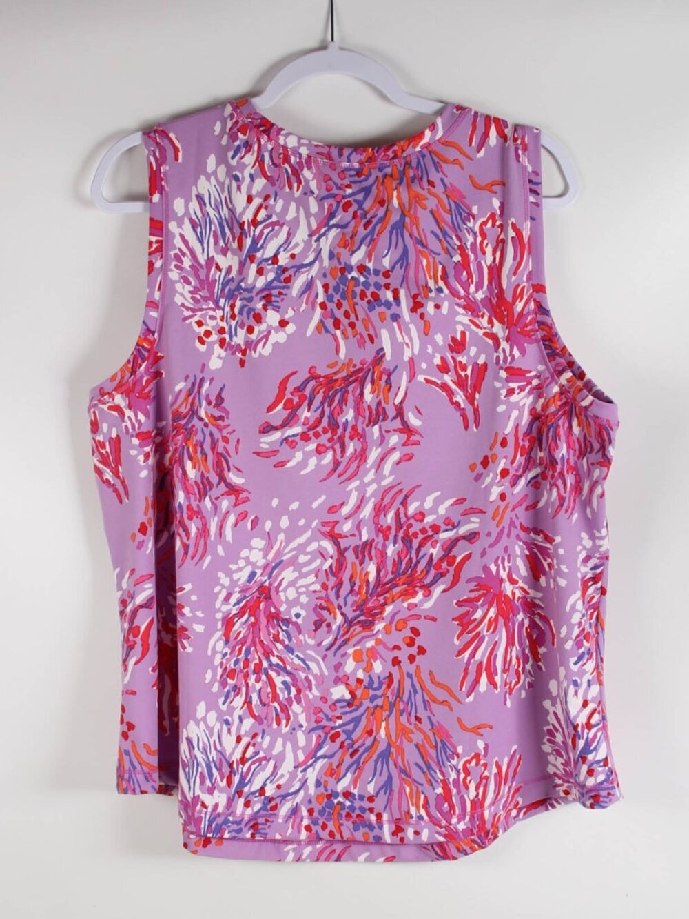Belle by Kim Gravel 1X Purple Pink Floral Sleeveless Top Stretch Blouse - Picture 2 of 6